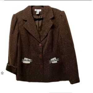 Newport News Blazer Classic Fit 3 Button Women 10 Brown Summer Fall Light Weight